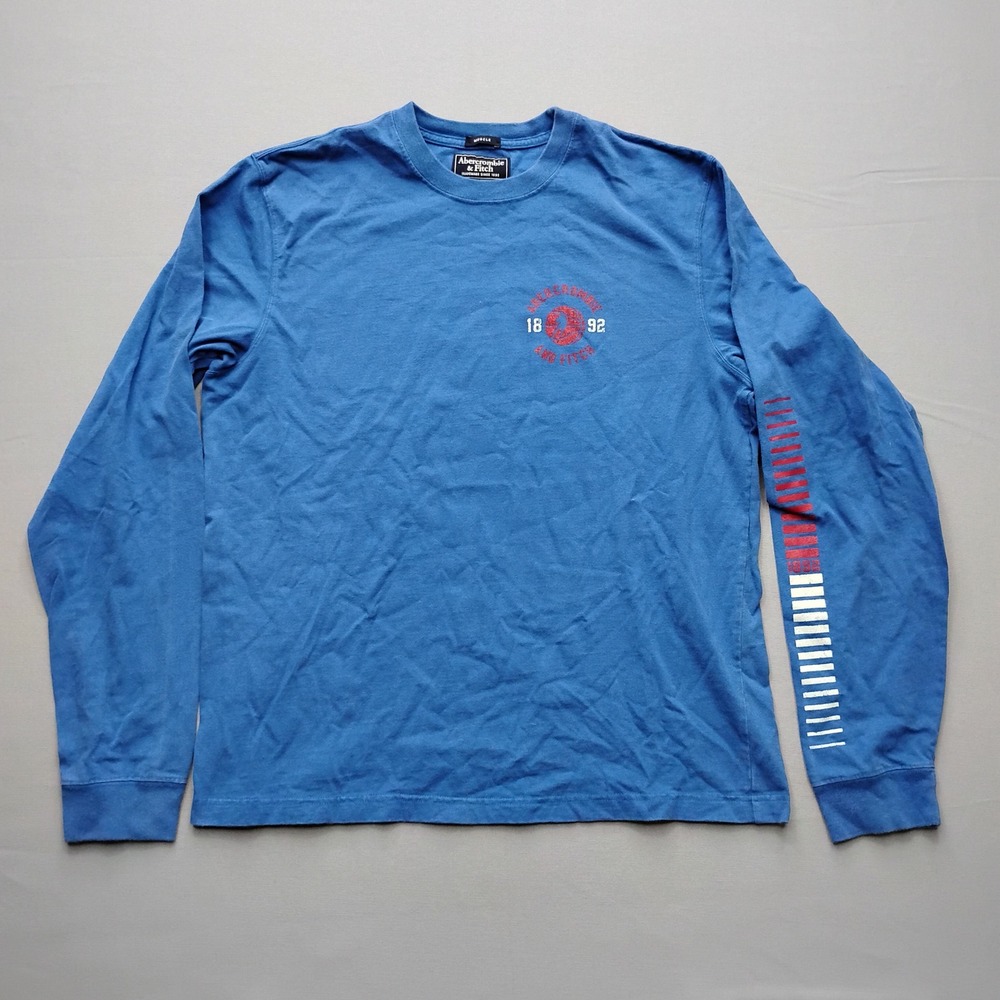 Abercrombie & Fitch Mens XL Muscle Long Sleeve Graphic T-Shirt Blue Basketball